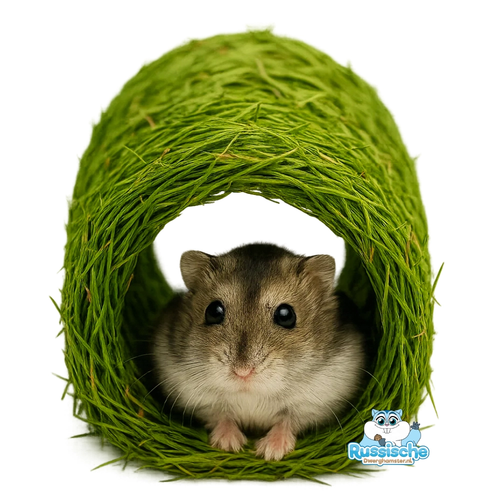 Dwerghamster hamster in grastunnel
